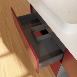 Тумба під раковину Villeroy & Boch Finion 120х50,1 см із підсвічуванням МДФ півонія матовий лак/скло біле матове G401GKHB