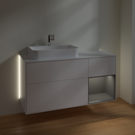 Тумба под раковину Villeroy & Boch Finion 120х50,1 см с подсветкой МДФ белый матовый лак/стекло белое матовое G401GKMT