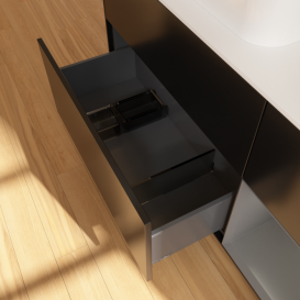 Тумба под раковину Villeroy & Boch Finion 120х50,1 см с подсветкой МДФ черный матовый лак/стекло белое матовое G401GKPD