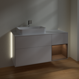 Тумба под раковину Villeroy & Boch Finion 120х50,1 см с подсветкой МДФ глянцевый белый лак/стекло белое матовое G401GNGF