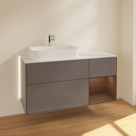 Тумба под раковину Villeroy & Boch Finion 120х50,1 см с подсветкой МДФ антрацит матовый лак/стекло белое матовое G401GNGK