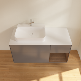 Тумба под раковину Villeroy & Boch Finion 120х50,1 см с подсветкой МДФ антрацит матовый лак/стекло белое матовое G401GNGK