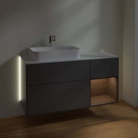 Тумба под раковину Villeroy & Boch Finion 120х50,1 см с подсветкой МДФ антрацит матовый лак/стекло белое матовое G401GNGK