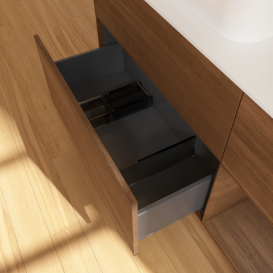 Тумба под раковину Villeroy & Boch Finion 120х50,1 см с подсветкой МДФ шпон грецкого ореха/стекло белое матовое G401GNGN