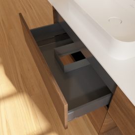 Тумба под раковину Villeroy & Boch Finion 120х50,1 см с подсветкой МДФ шпон грецкого ореха/стекло белое матовое G401GNGN