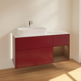 Тумба под раковину Villeroy & Boch Finion 120х50,1 см с подсветкой МДФ пион матовый лак/стекло белое матовое G401GNHB