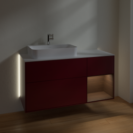 Тумба под раковину Villeroy & Boch Finion 120х50,1 см с подсветкой МДФ пион матовый лак/стекло белое матовое G401GNHB