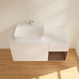 Тумба под раковину Villeroy & Boch Finion 120х50,1 см с подсветкой МДФ белый матовый лак/стекло белое матовое G401GNMT