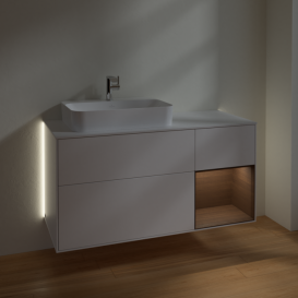 Тумба под раковину Villeroy & Boch Finion 120х50,1 см с подсветкой МДФ белый матовый лак/стекло белое матовое G401GNMT