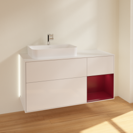 Тумба под раковину Villeroy & Boch Finion 120х50,1 см с подсветкой МДФ белый глянцевый лак/стекло белое матовое G401HBGF