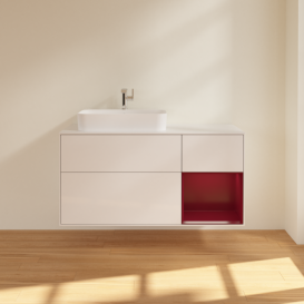 Тумба под раковину Villeroy & Boch Finion 120х50,1 см с подсветкой МДФ белый глянцевый лак/стекло белое матовое G401HBGF