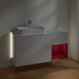 Тумба под раковину Villeroy & Boch Finion 120х50,1 см с подсветкой МДФ белый глянцевый лак/стекло белое матовое G401HBGF