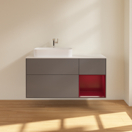 Тумба под раковину Villeroy & Boch Finion 120х50,1 см с подсветкой МДФ антрацит матовый лак/стекло белое матовое G401HBGK