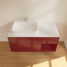 Тумба под раковину Villeroy & Boch Finion 120х50,1 см с подсветкой МДФ пион матовый лак/стекло белое матовое G401HBHB