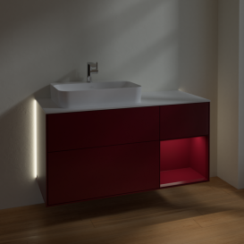 Тумба под раковину Villeroy & Boch Finion 120х50,1 см с подсветкой МДФ пион матовый лак/стекло белое матовое G401HBHB