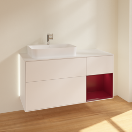 Тумба под раковину Villeroy & Boch Finion 120х50,1 см с подсветкой МДФ белый матовый лак/стекло белое матовое G401HBMT