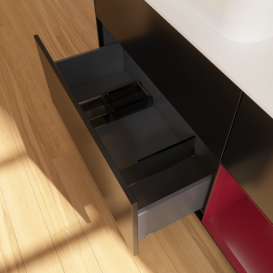 Тумба під раковину Villeroy & Boch Finion 120х50,1 см із підсвічуванням МДФ чорний матовий лак/скло біле матове G401HBPD