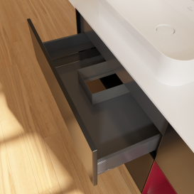 Тумба під раковину Villeroy & Boch Finion 120х50,1 см із підсвічуванням МДФ чорний матовий лак/скло біле матове G401HBPD