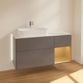 Тумба под раковину Villeroy & Boch Finion 120х50,1 см с подсветкой МДФ антрацит матовый лак/стекло белое матовое G401HFGK