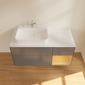 Тумба под раковину Villeroy & Boch Finion 120х50,1 см с подсветкой МДФ антрацит матовый лак/стекло белое матовое G401HFGK