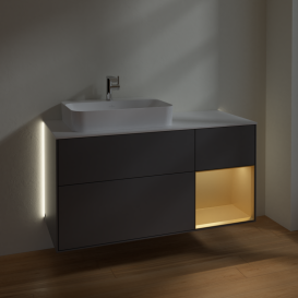 Тумба под раковину Villeroy & Boch Finion 120х50,1 см с подсветкой МДФ антрацит матовый лак/стекло белое матовое G401HFGK