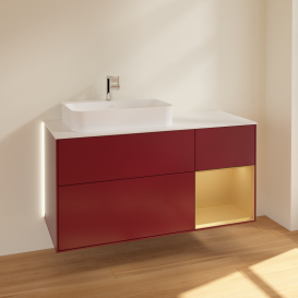 Тумба под раковину Villeroy & Boch Finion 120х50,1 см с подсветкой МДФ пион матовый лак/стекло белое матовое G401HFHB