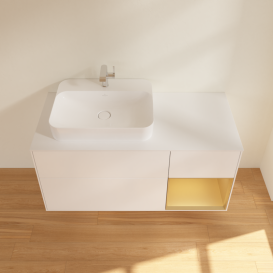 Тумба под раковину Villeroy & Boch Finion 120х50,1 см с подсветкой МДФ белый матовый лак/стекло черное матовое G401HFMT