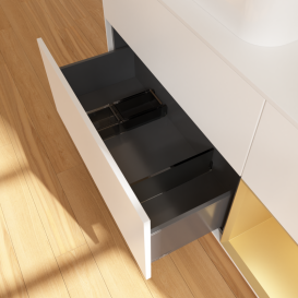 Тумба под раковину Villeroy & Boch Finion 120х50,1 см с подсветкой МДФ белый матовый лак/стекло черное матовое G401HFMT