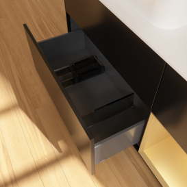 Тумба под раковину Villeroy & Boch Finion 120х50,1 см с подсветкой МДФ черный матовый лак/стекло белое матовое G401HFPD