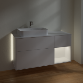 Тумба под раковину Villeroy & Boch Finion 120х50,1 см с подсветкой МДФ белый глянцевый лак/стекло белое матовое G401MTGF