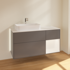 Тумба под раковину Villeroy & Boch Finion 120х50,1 см с подсветкой МДФ антрацит матовый лак/стекло белое матовое G401MTGK