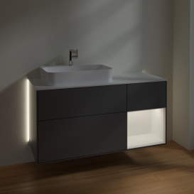 Тумба под раковину Villeroy & Boch Finion 120х50,1 см с подсветкой МДФ антрацит матовый лак/стекло белое матовое G401MTGK