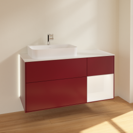 Тумба под раковину Villeroy & Boch Finion 120х50,1 см с подсветкой МДФ пион матовый лак/стекло белое матовое G401MTHB