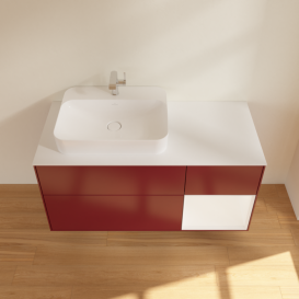 Тумба под раковину Villeroy & Boch Finion 120х50,1 см с подсветкой МДФ пион матовый лак/стекло белое матовое G401MTHB