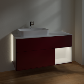 Тумба под раковину Villeroy & Boch Finion 120х50,1 см с подсветкой МДФ пион матовый лак/стекло белое матовое G401MTHB