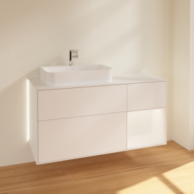 Тумба под раковину Villeroy & Boch Finion 120х50,1 см с подсветкой МДФ белый матовый лак/стекло белое матовое G401MTMT