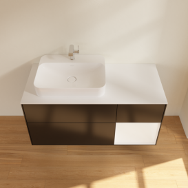 Тумба под раковину Villeroy & Boch Finion 120х50,1 см с подсветкой МДФ черный матовый лак/стекло белое матовое G401MTPD