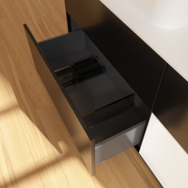 Тумба под раковину Villeroy & Boch Finion 120х50,1 см с подсветкой МДФ черный матовый лак/стекло белое матовое G401MTPD