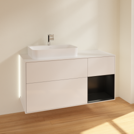 Тумба под раковину Villeroy & Boch Finion 120х50,1 см с подсветкой МДФ глянцевый белый лак/стекло белое матовое G401PDGF