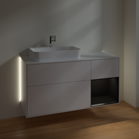 Тумба под раковину Villeroy & Boch Finion 120х50,1 см с подсветкой МДФ глянцевый белый лак/стекло белое матовое G401PDGF