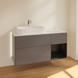 Тумба под раковину Villeroy & Boch Finion 120х50,1 см с подсветкой МДФ антрацит матовый лак/стекло белое матовое G401PDGK