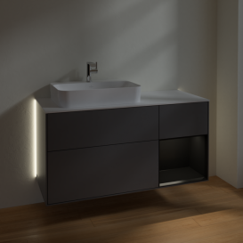 Тумба под раковину Villeroy & Boch Finion 120х50,1 см с подсветкой МДФ антрацит матовый лак/стекло белое матовое G401PDGK