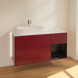 Тумба под раковину Villeroy & Boch Finion 120х50,1 см с подсветкой МДФ пион матовый лак/стекло белое матовое G401PDHB