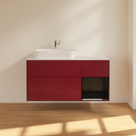 Тумба под раковину Villeroy & Boch Finion 120х50,1 см с подсветкой МДФ пион матовый лак/стекло белое матовое G401PDHB