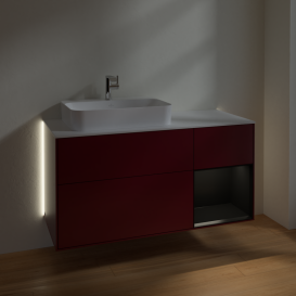 Тумба под раковину Villeroy & Boch Finion 120х50,1 см с подсветкой МДФ пион матовый лак/стекло белое матовое G401PDHB