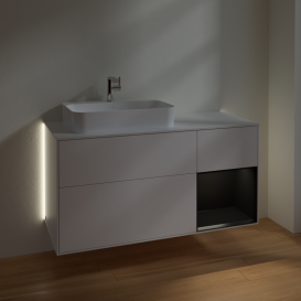 Тумба под раковину Villeroy & Boch Finion 120х50,1 см с подсветкой МДФ белый матовый лак/стекло белое матовое G401PDMT