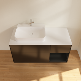 Тумба под раковину Villeroy & Boch Finion 120х50,1 см с подсветкой МДФ черный матовый лак/стекло белое матовое G401PDPD