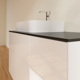 Тумба под раковину Villeroy & Boch Finion 120х50,1 см с подсветкой МДФ глянцевый белый лак/стекло черное матовое G402GFGF