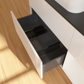 Тумба под раковину Villeroy & Boch Finion 120х50,1 см с подсветкой МДФ глянцевый белый лак/стекло черное матовое G402GFGF