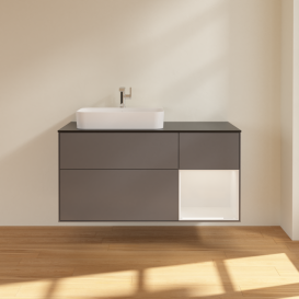 Тумба под раковину Villeroy & Boch Finion 120х50,1 см с подсветкой МДФ антрацит матовый лак/стекло черное матовое G402GFGK